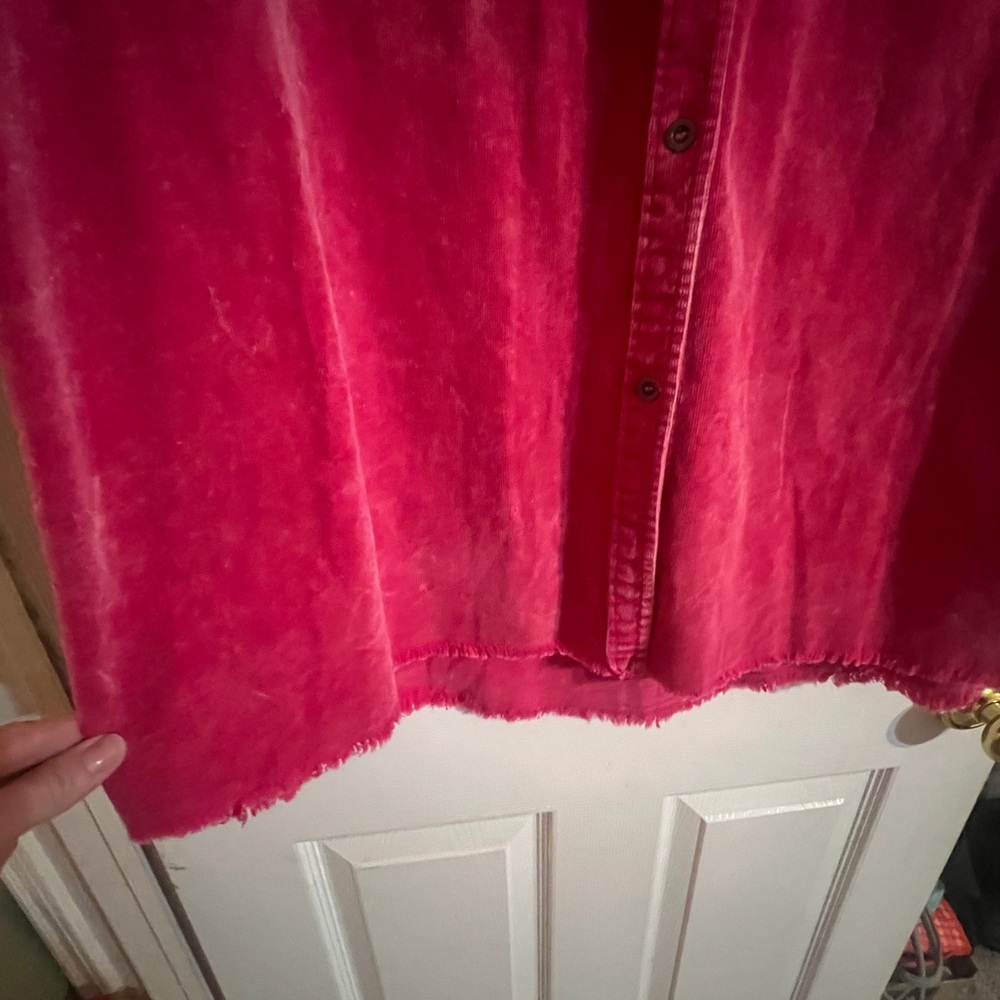 Umgee Vibrant Pink Corduroy jacket/dress! Cute over tshirt dress w/tall boots!!! - Picture 3 of 7